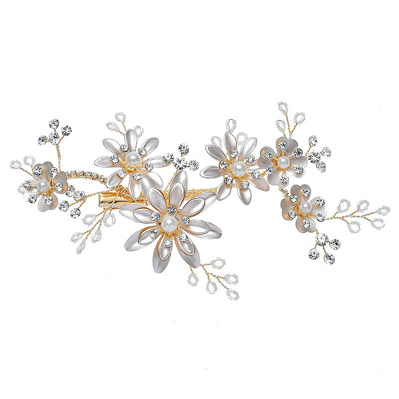 Giovanna Flower Wedding Hair Clip Comb Handmade with Austrian Crystals Gold