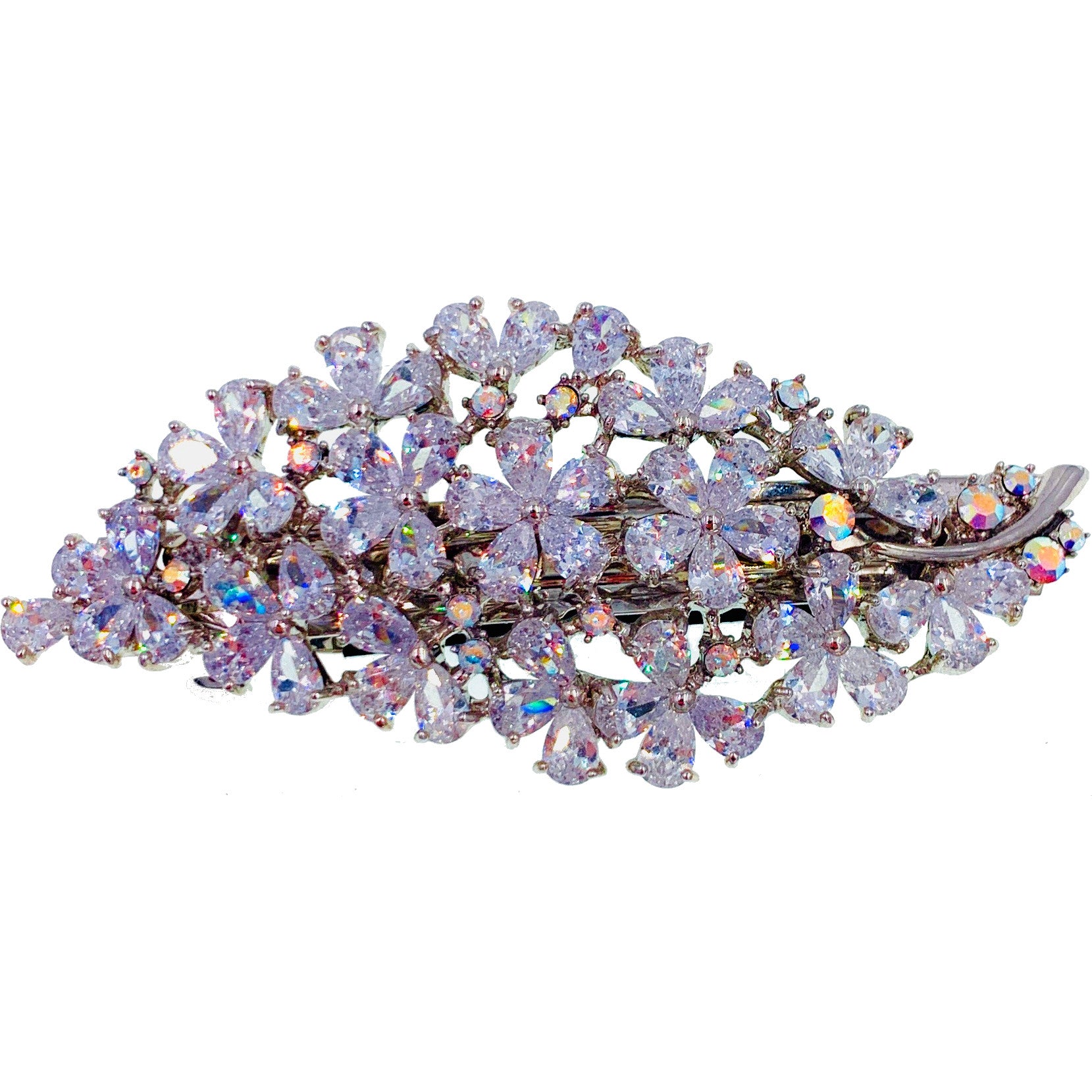 Evonne Geo Flower Barrette Cubic Zirconia CZ Crystal Swarovski Elementary Crystal, Barrette - MOGHANT
