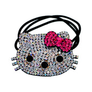 USA Handmade Leather base with Kitty Cat Ponytail Holder Scrunchies made with Swarovski  ELM Crystal Hair Rope Wrap, Ponytail Holder - MOGHANT