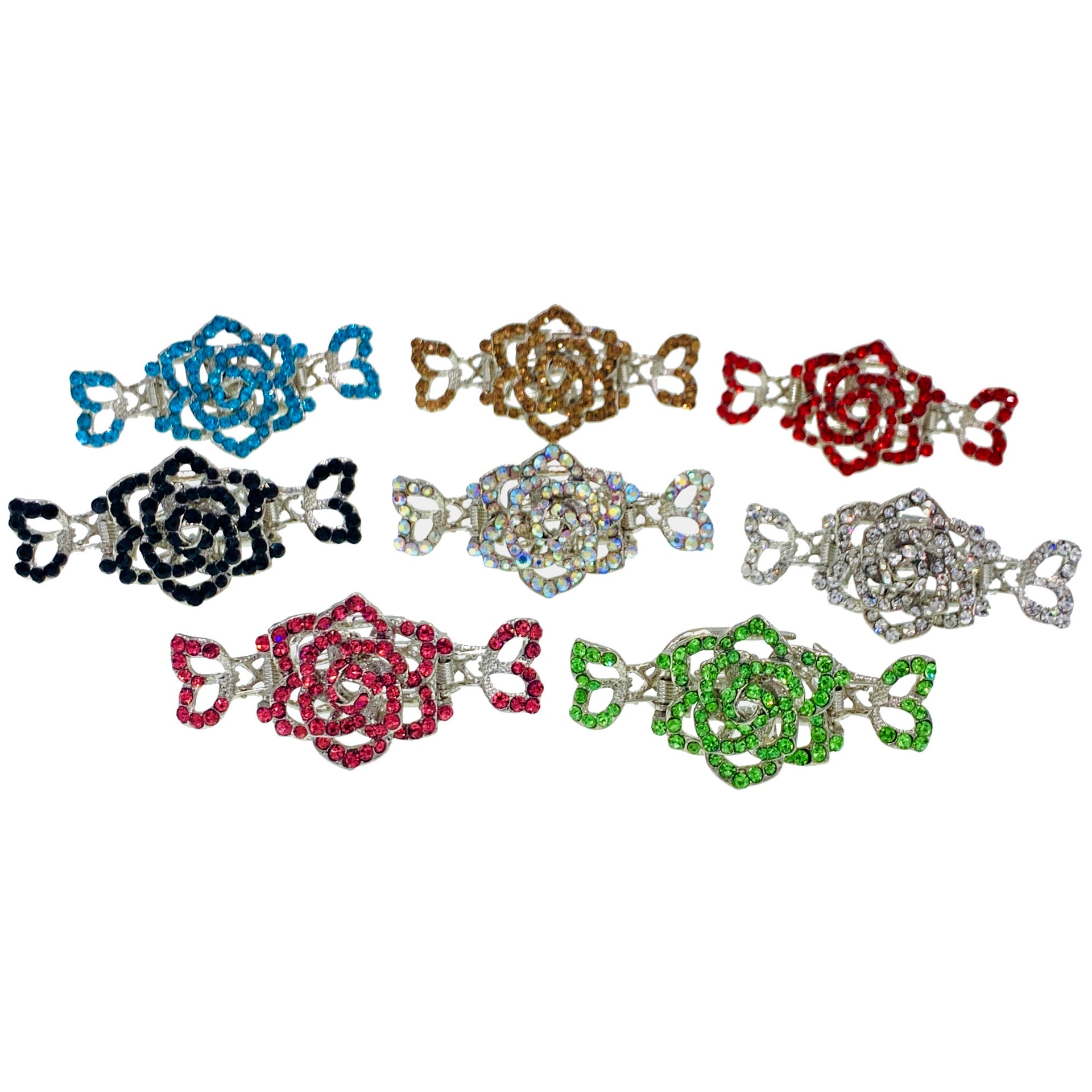Teresa Large  Rose Hair Claw Jaw Clip use Rhinestone Crystal, Hair Claw - MOGHANT