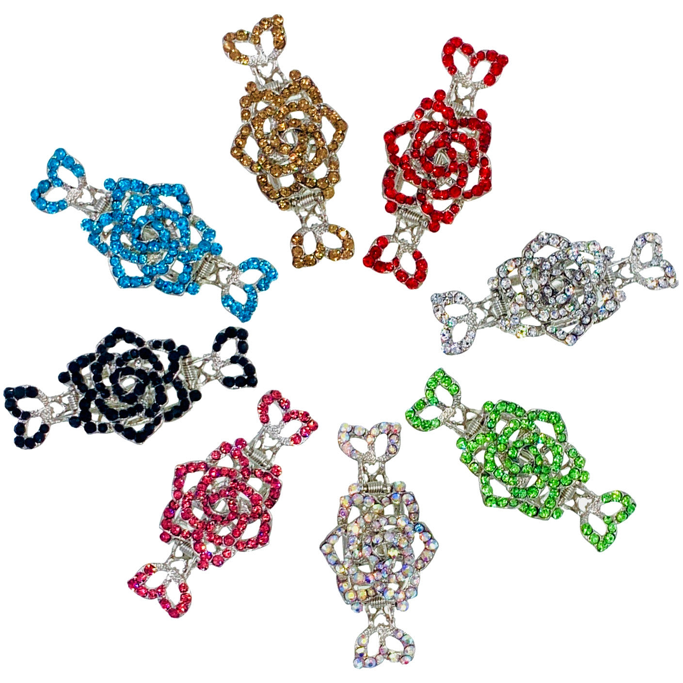 Teresa Large  Rose Hair Claw Jaw Clip use Rhinestone Crystal, Hair Claw - MOGHANT