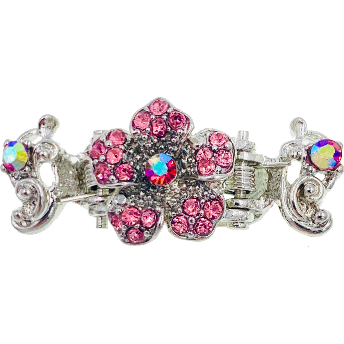 Valeria Small Metal Flower Hair Claw Jaw Clip Rhinestone Crystal, Hair Claw - MOGHANT