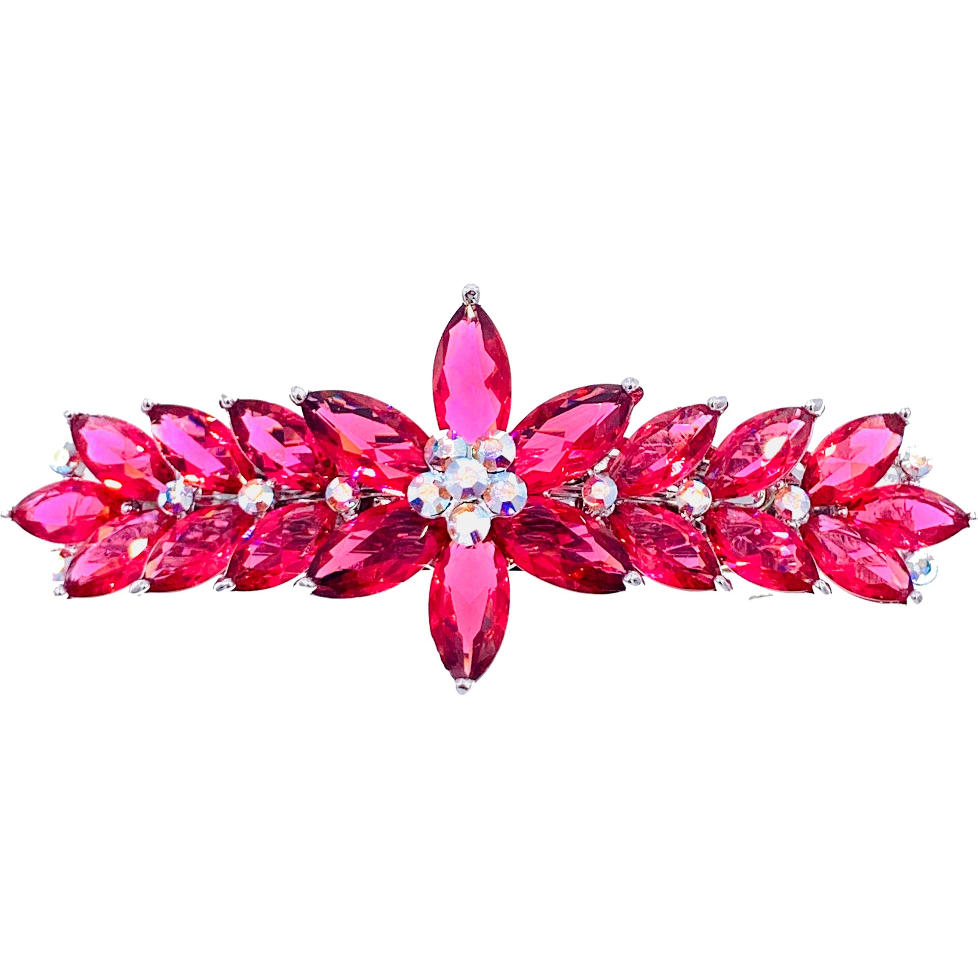 Adrienne Flower Barrette Cubic Zirconia CZ Crystal Swarovski Elementary Crystal, Barrette - MOGHANT