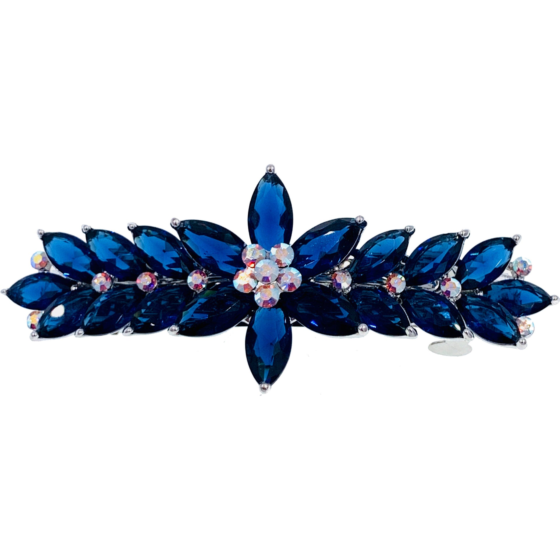 Adrienne Flower Barrette Cubic Zirconia CZ Crystal Swarovski Elementary Crystal, Barrette - MOGHANT