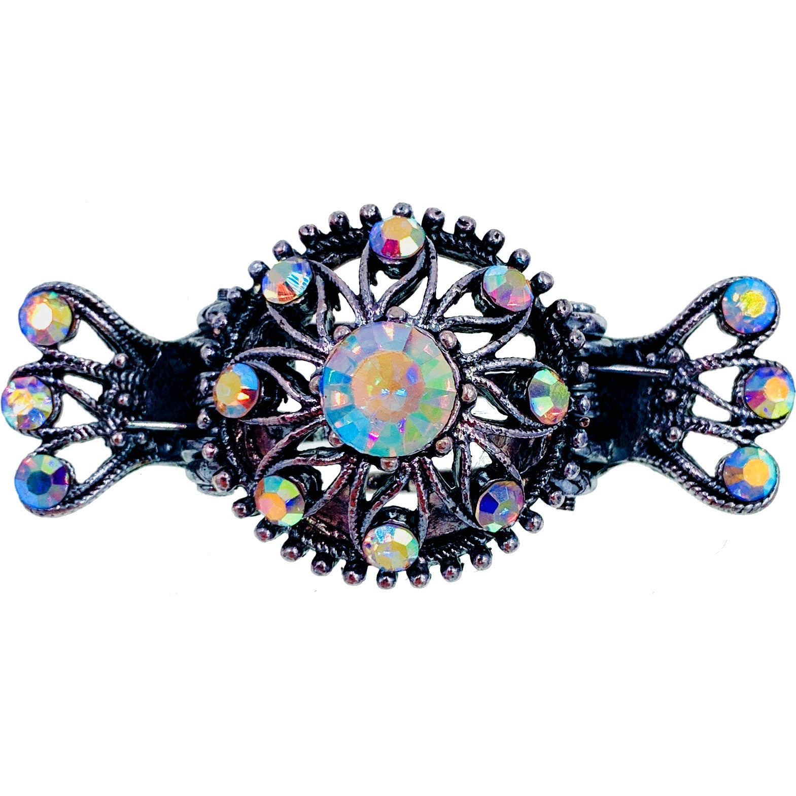 Clematis Vintage Flower Hair Claw Jaw Clip Rhinestone Crystal, Hair Claw - MOGHANT