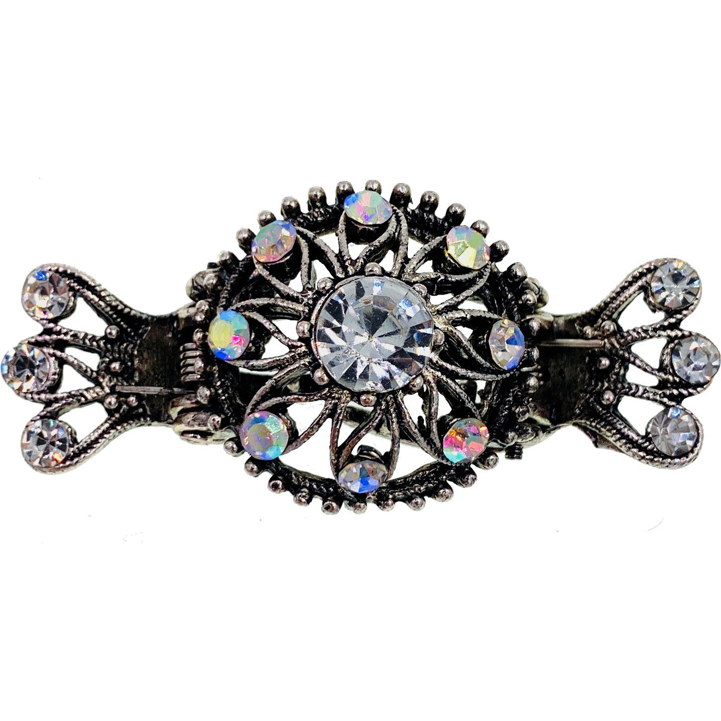 Clematis Vintage Flower Hair Claw Jaw Clip Rhinestone Crystal, Hair Claw - MOGHANT