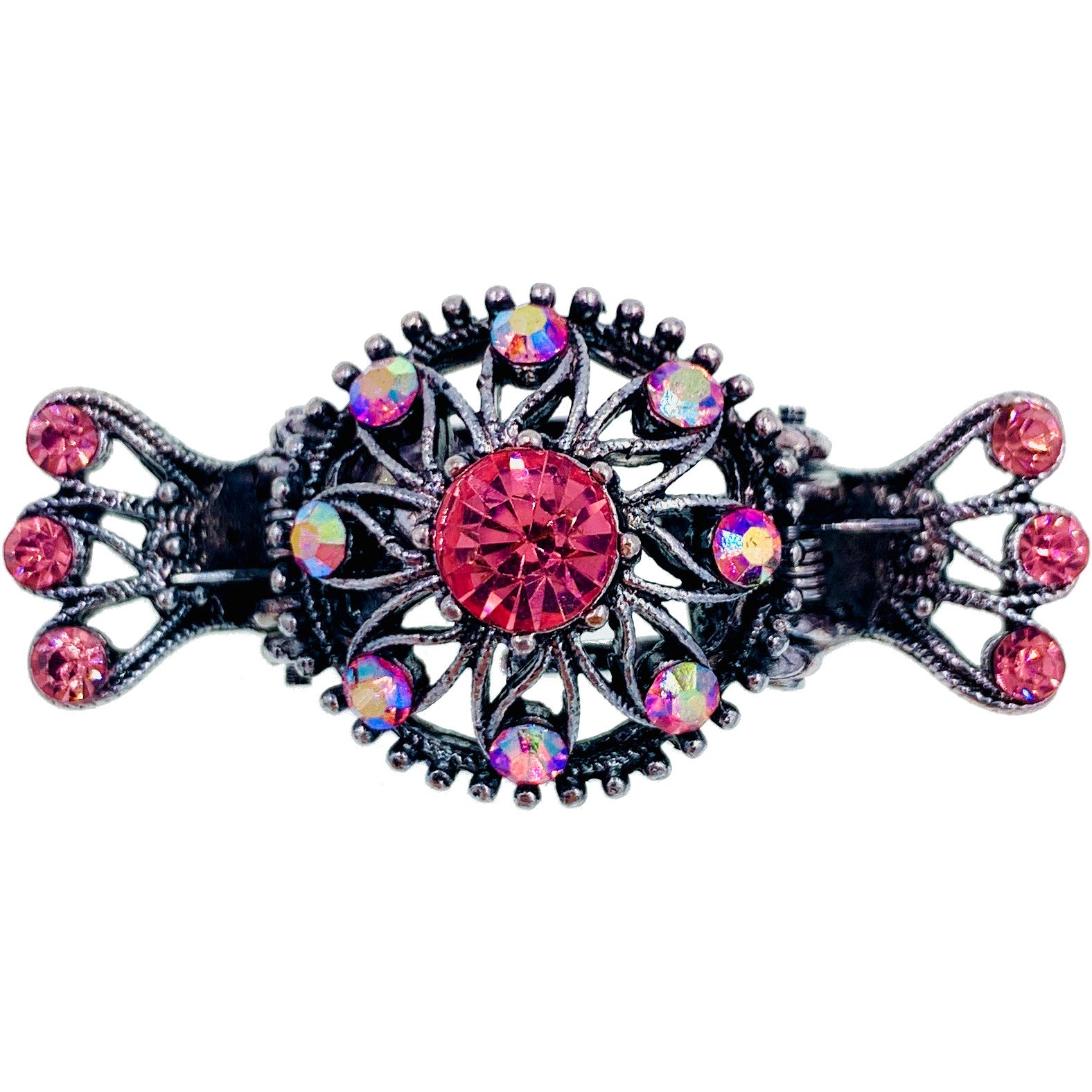 Clematis Vintage Flower Hair Claw Jaw Clip Rhinestone Crystal, Hair Claw - MOGHANT