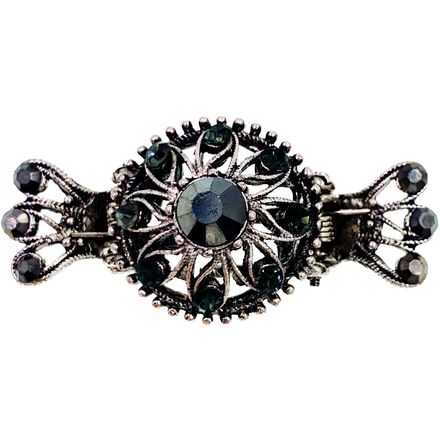 Clematis Vintage Flower Hair Claw Jaw Clip Rhinestone Crystal, Hair Claw - MOGHANT