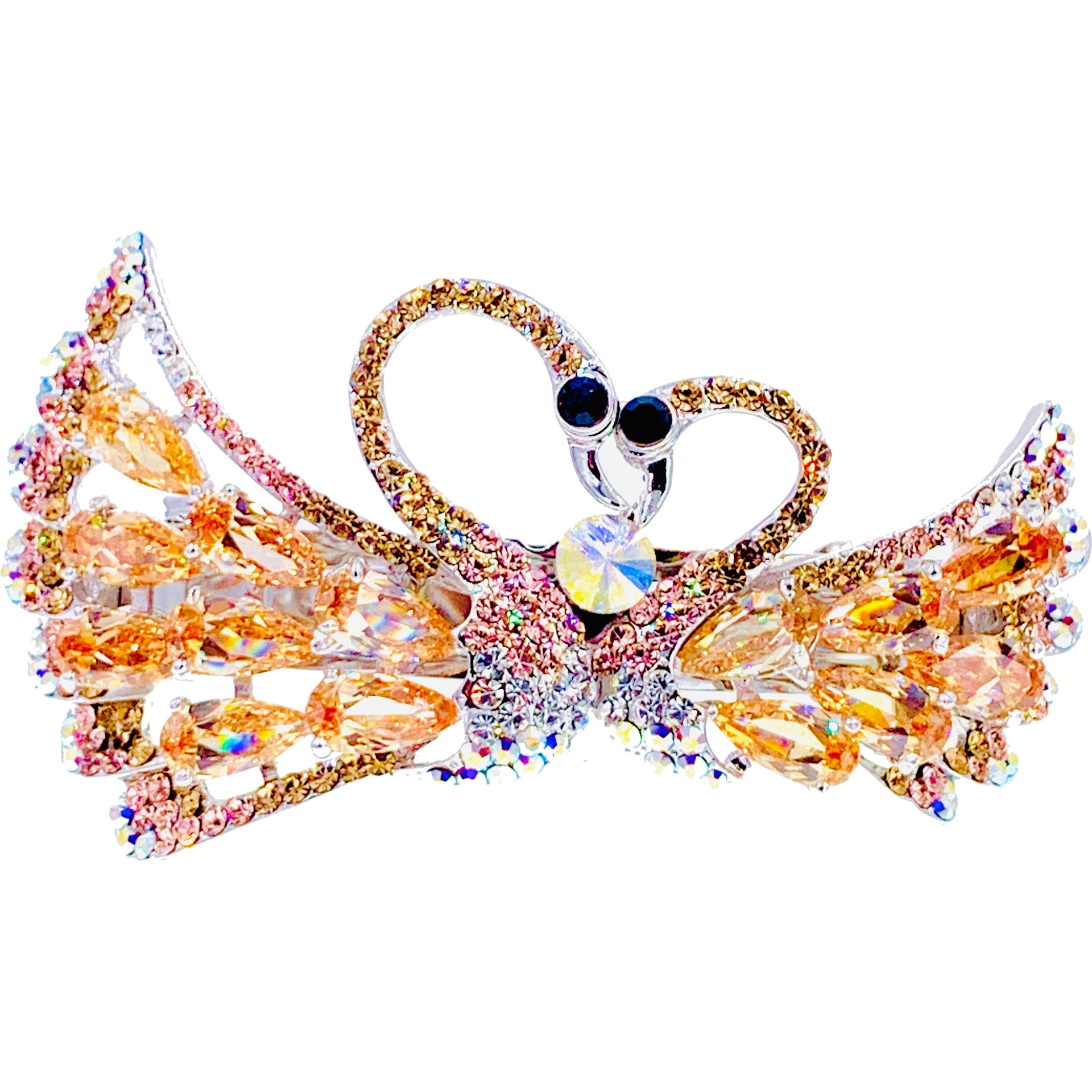 Sidonie Glam Swan Barrette Cubic Zirconia silver base clear purple pink navy blue, Barrette - MOGHANT