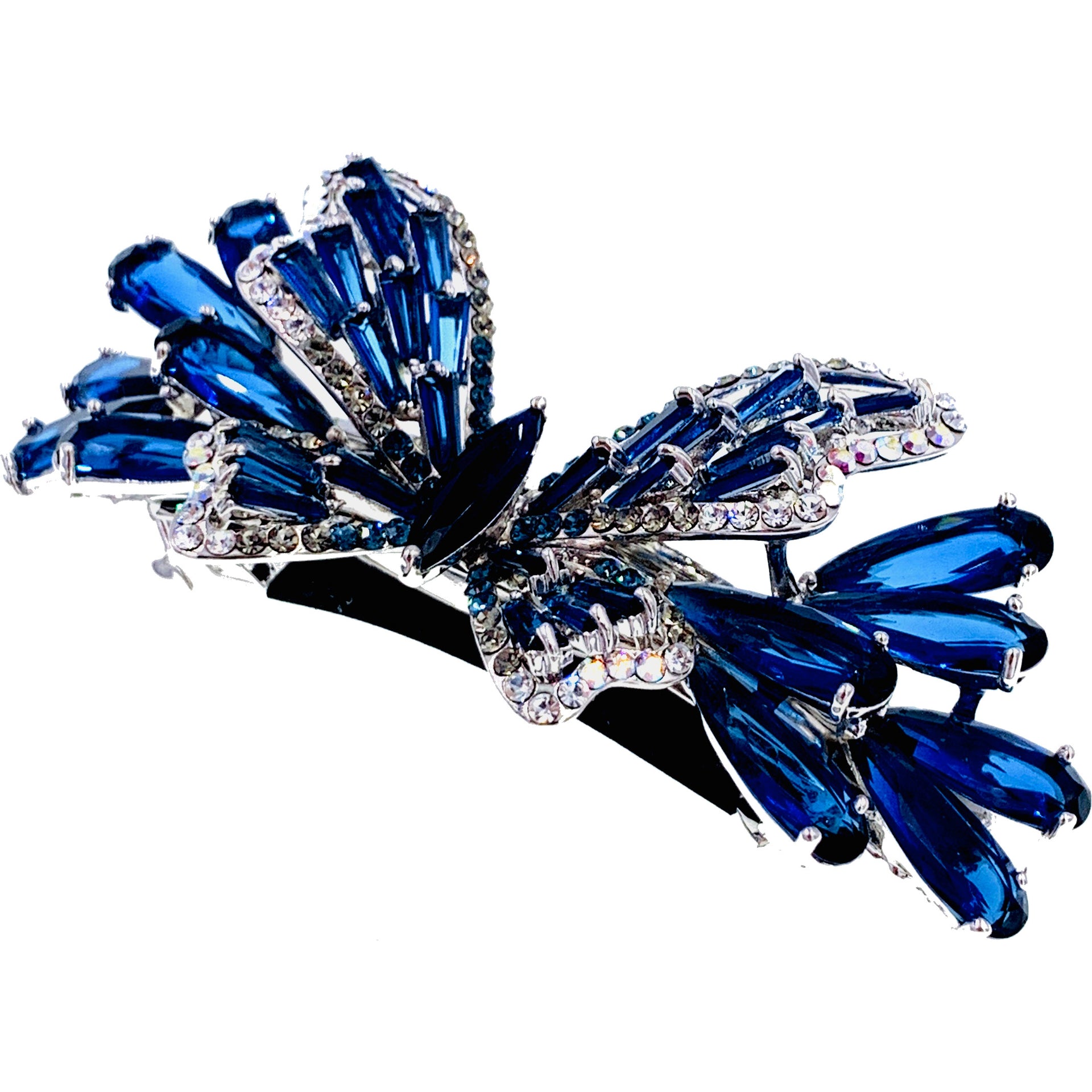 Margaretta Butterfly Barrette Cubic Zirconia CZ  Swarovski Elementary Crystal, Barrette - MOGHANT