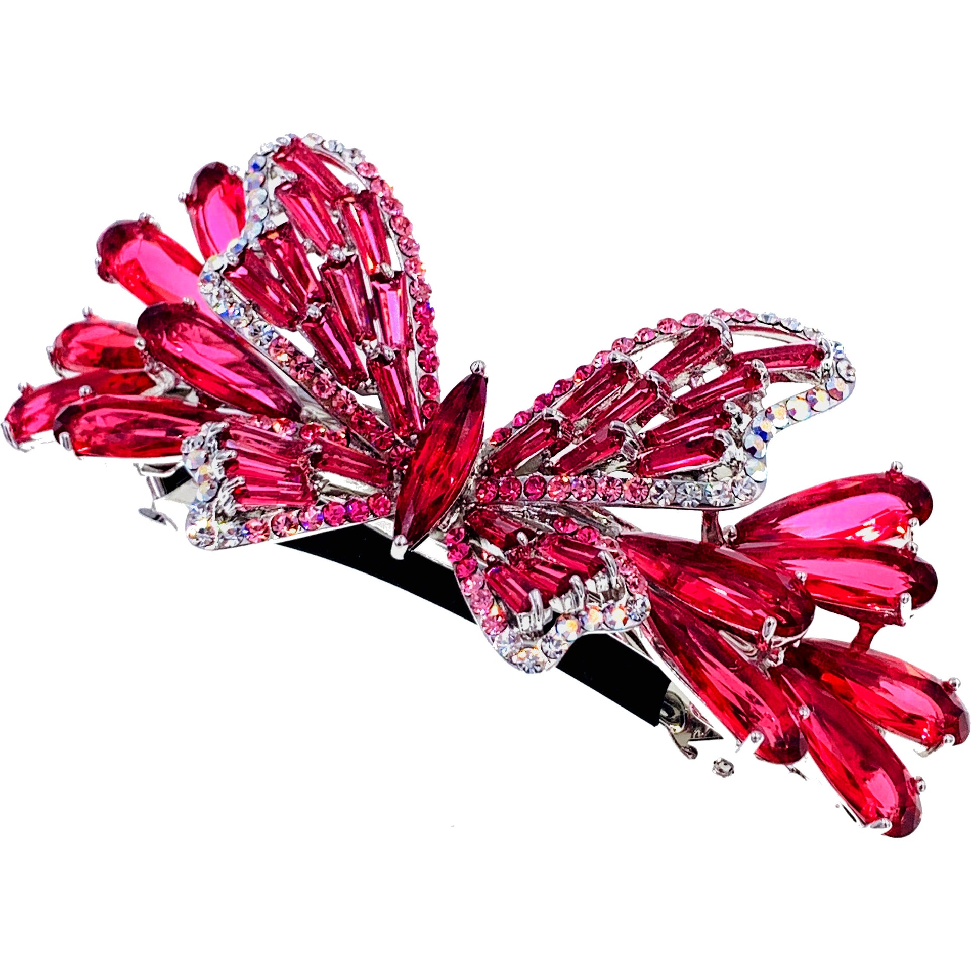 Margaretta Butterfly Barrette Cubic Zirconia CZ  Swarovski Elementary Crystal, Barrette - MOGHANT