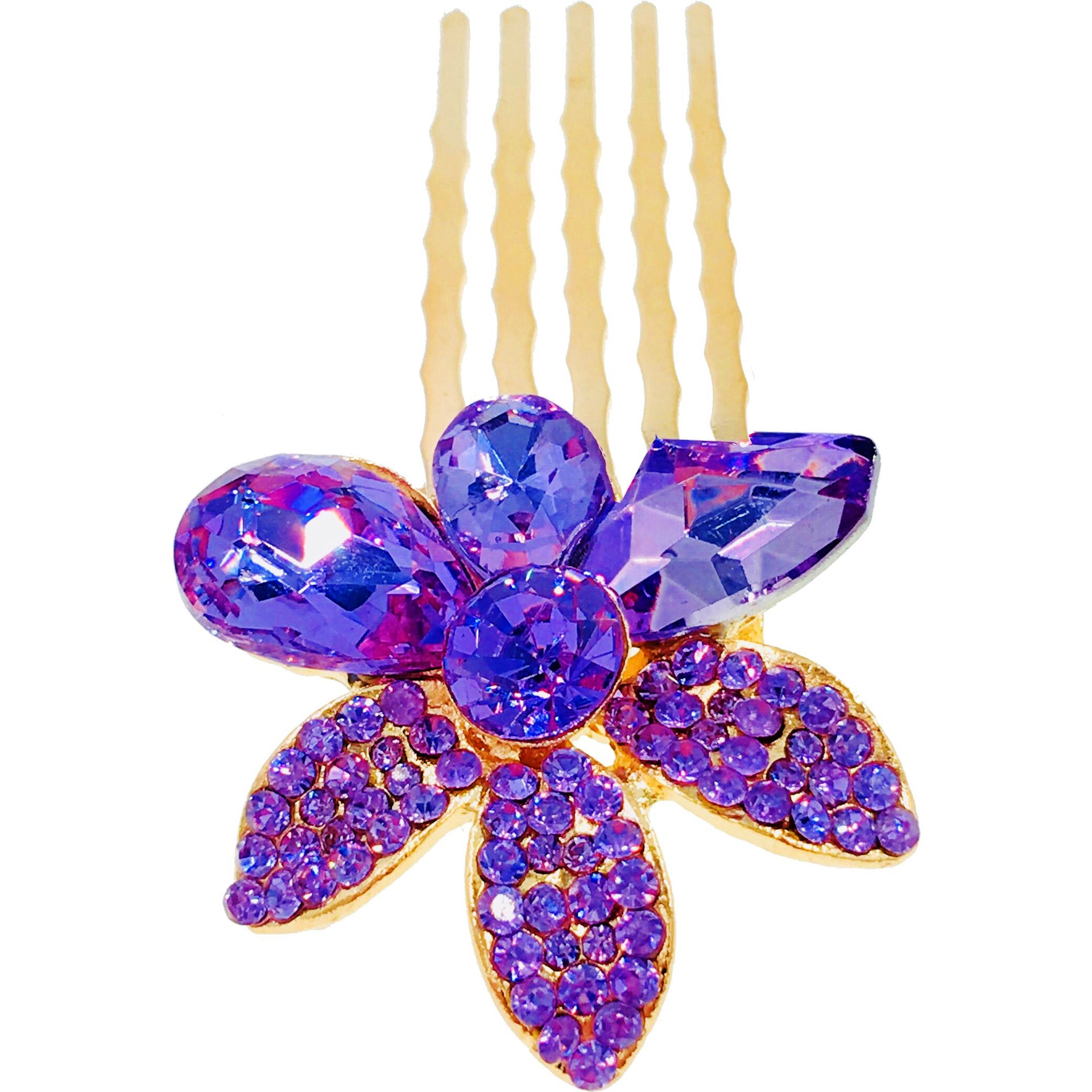 Windflower Flower Small Hair Comb made with  Swarovski  Elements Crystal Wedding Bridal Prom Party, Hair Comb - MOGHANT