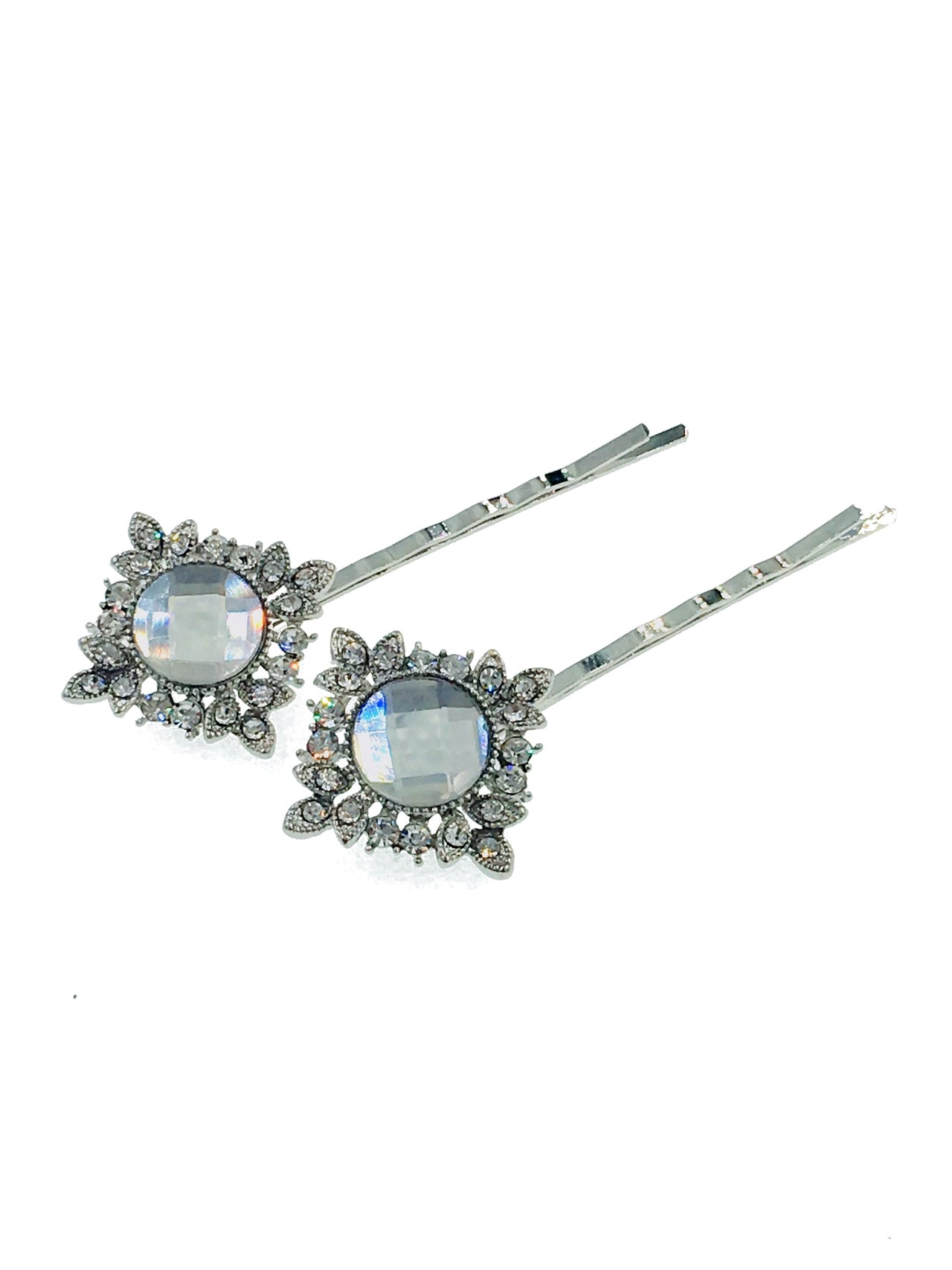 Square Floral Bobby Pin Austria Crystal