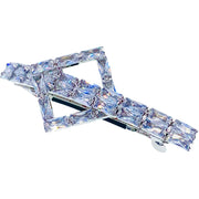 Charlotte Glam Barrette use Swarovski and Cubic Zirconia Crystal Silver Clear Wedding Bridal Prom Gift, Barrette - MOGHANT