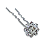 Catherina Rhinestone Crystal Flower Hair Stick Hairpin Wedding Bridal Prom Party Updo Twist Gift Pink Silver Grey Blue Indigo AB, Hair Stick - MOGHANT