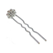 Catherina Rhinestone Crystal Flower Hair Stick Hairpin Wedding Bridal Prom Party Updo Twist Gift Pink Silver Grey Blue Indigo AB, Hair Stick - MOGHANT
