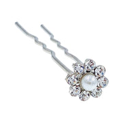 Catherina Rhinestone Crystal Flower Hair Stick Hairpin Wedding Bridal Prom Party Updo Twist Gift Pink Silver Grey Blue Indigo AB, Hair Stick - MOGHANT