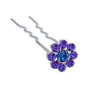 Catherina Rhinestone Crystal Flower Hair Stick Hairpin Wedding Bridal Prom Party Updo Twist Gift Pink Silver Grey Blue Indigo AB, Hair Stick - MOGHANT