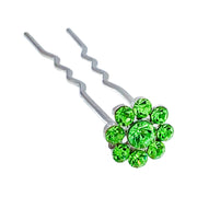 Catherina Rhinestone Crystal Flower Hair Stick Hairpin Wedding Bridal Prom Party Updo Twist Gift Pink Silver Grey Blue Indigo AB, Hair Stick - MOGHANT