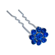 Catherina Rhinestone Crystal Flower Hair Stick Hairpin Wedding Bridal Prom Party Updo Twist Gift Pink Silver Grey Blue Indigo AB, Hair Stick - MOGHANT