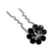 Catherina Rhinestone Crystal Flower Hair Stick Hairpin Wedding Bridal Prom Party Updo Twist Gift Pink Silver Grey Blue Indigo AB, Hair Stick - MOGHANT