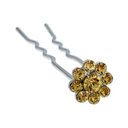 Catherina Rhinestone Crystal Flower Hair Stick Hairpin Wedding Bridal Prom Party Updo Twist Gift Pink Silver Grey Blue Indigo AB, Hair Stick - MOGHANT