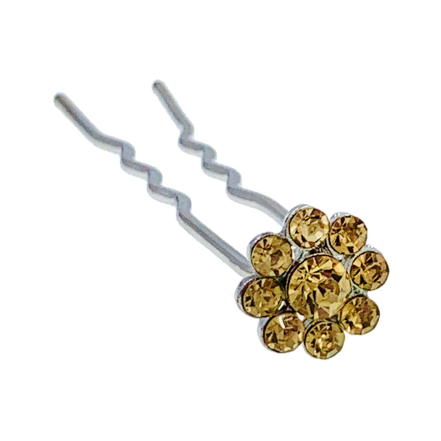 Catherina Rhinestone Crystal Flower Hair Stick Hairpin Wedding Bridal Prom Party Updo Twist Gift Pink Silver Grey Blue Indigo AB, Hair Stick - MOGHANT