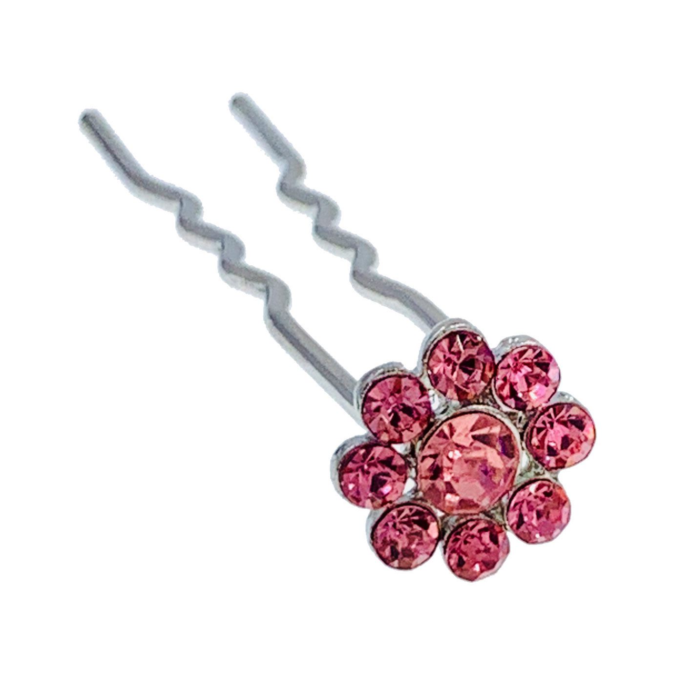 Catherina Rhinestone Crystal Flower Hair Stick Hairpin Wedding Bridal Prom Party Updo Twist Gift Pink Silver Grey Blue Indigo AB, Hair Stick - MOGHANT