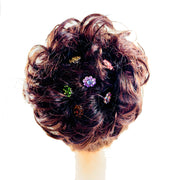 Catherina Rhinestone Crystal Flower Hair Stick Hairpin Wedding Bridal Prom Party Updo Twist Gift Pink Silver Grey Blue Indigo AB, Hair Stick - MOGHANT