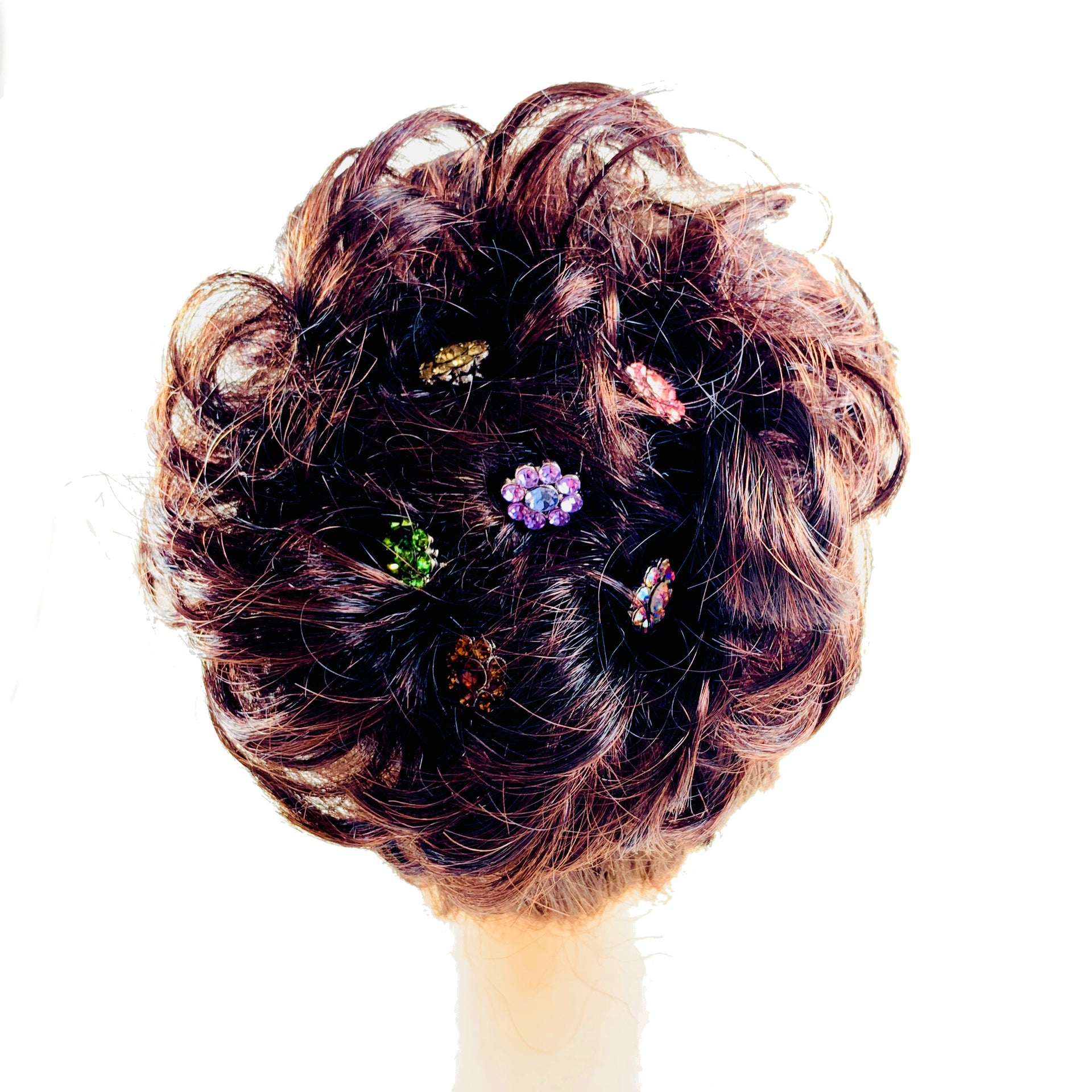 Catherina Rhinestone Crystal Flower Hair Stick Hairpin Wedding Bridal Prom Party Updo Twist Gift Pink Silver Grey Blue Indigo AB, Hair Stick - MOGHANT