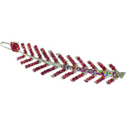 Fern Leaf Hair Clip Rhinestone Crystal silver base Rose Pink, Hair Clip - MOGHANT