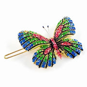 Fairy Butterfly Hair Clip Swarovski Crystal gold base multi colors Blue Green Pink, Hair Clip - MOGHANT