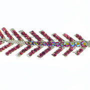 Fern Leaf Hair Clip Rhinestone Crystal silver base Rose Pink, Hair Clip - MOGHANT