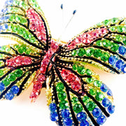 Fairy Butterfly Hair Clip Swarovski Crystal gold base multi colors Blue Green Pink, Hair Clip - MOGHANT