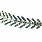Fern Leaf Hair Clip Rhinestone Crystal silver base Gray Black, Hair Clip - MOGHANT