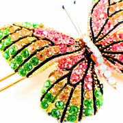 Fairy Butterfly Hair Clip Swarovski Crystal gold base multi colors Green Pink Amber, Hair Clip - MOGHANT