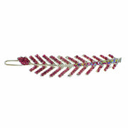 Fern Leaf Hair Clip Rhinestone Crystal silver base Rose Pink, Hair Clip - MOGHANT