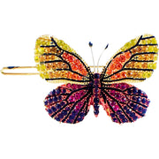 Fairy Butterfly Hair Clip Swarovski Crystal gold base multi colors Yellow Orange Fuchsia Purple, Hair Clip - MOGHANT