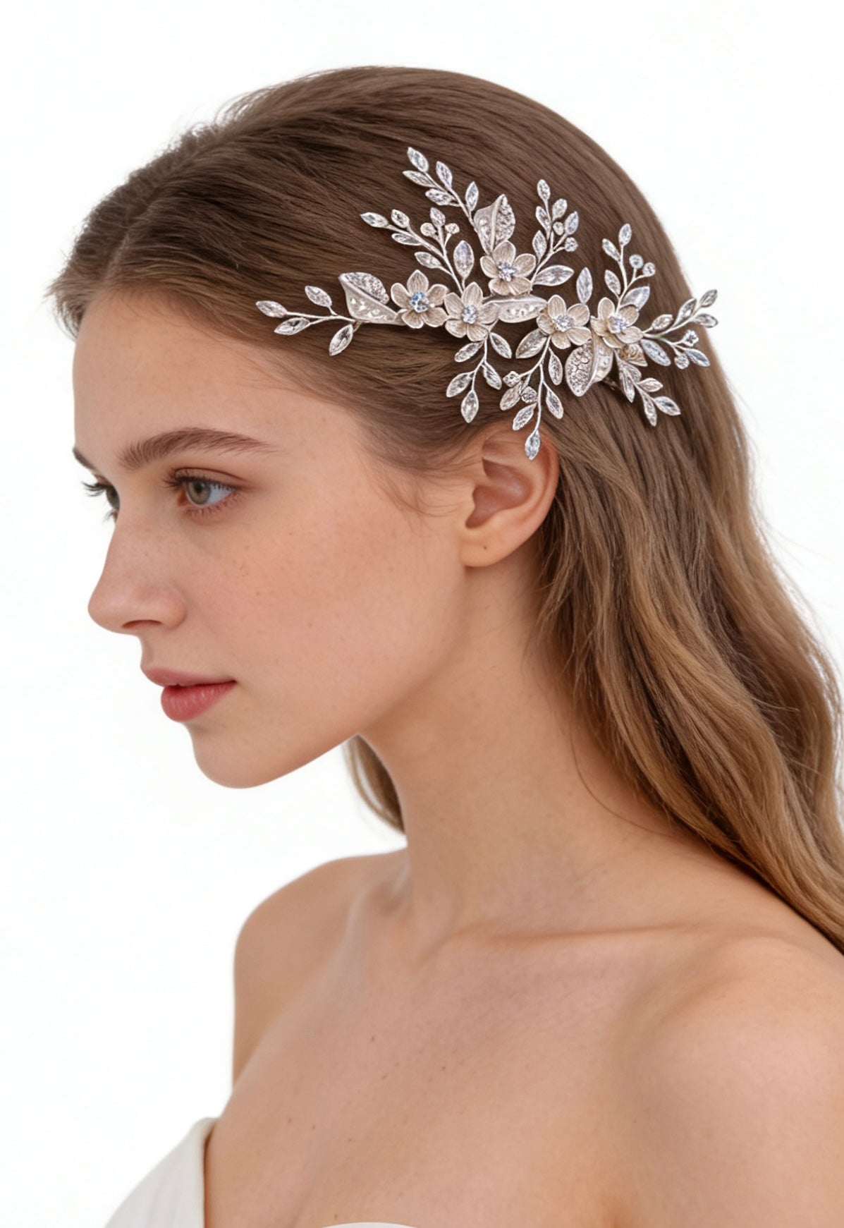 Elysian Handwoven Crystal Wildflower Bridal Hair Clip - MOGHANT