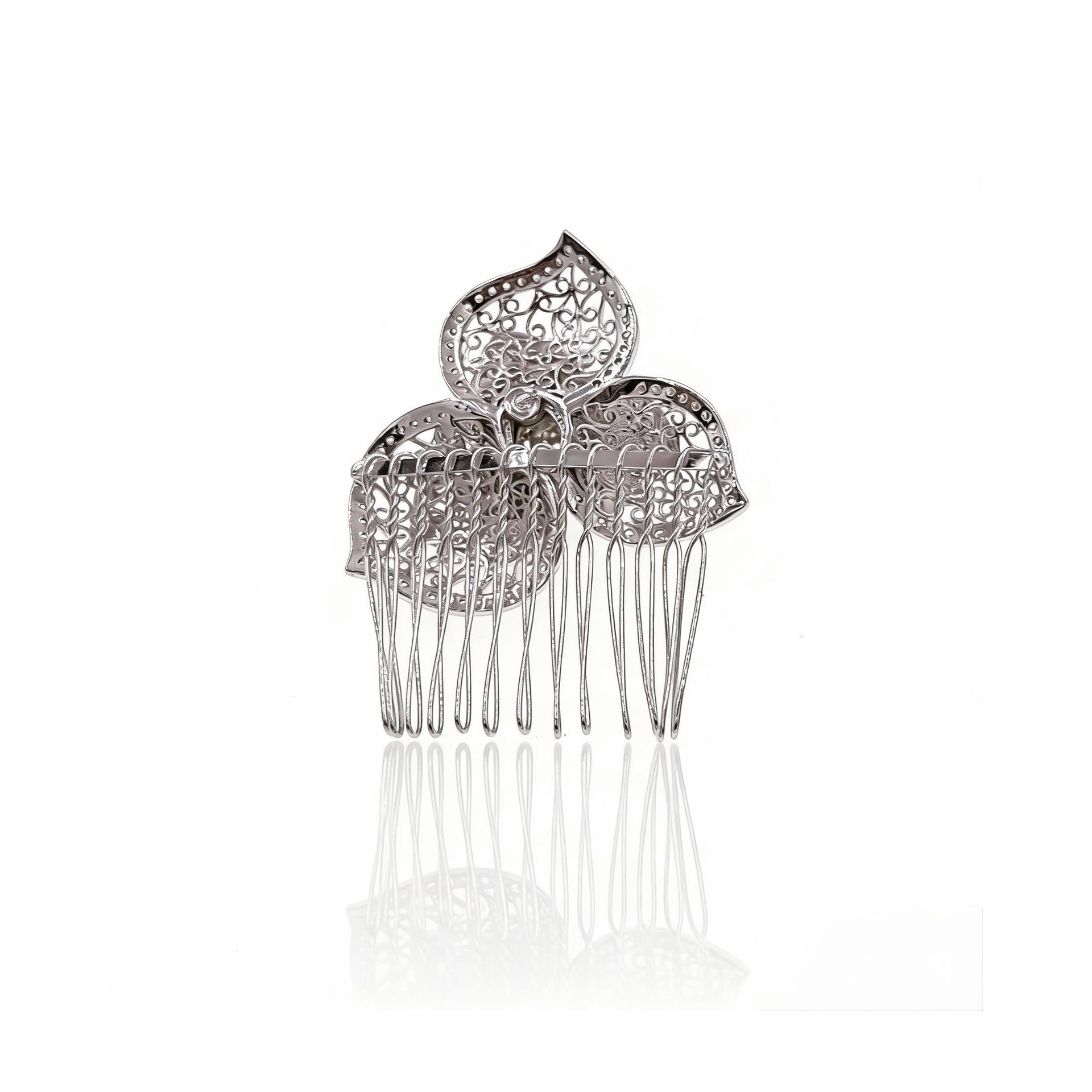 Lumina Layered Rose Micro Pavé Bridal Hair Comb - MOGHANT
