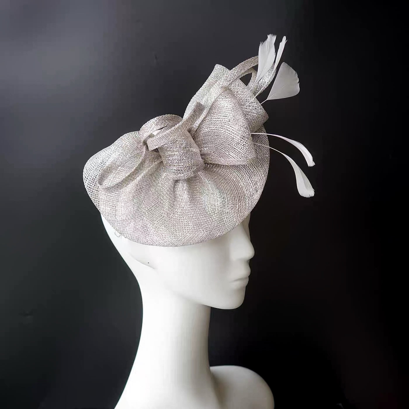 Abacá Bow & Plume Fascinator F3008 - MOGHANT