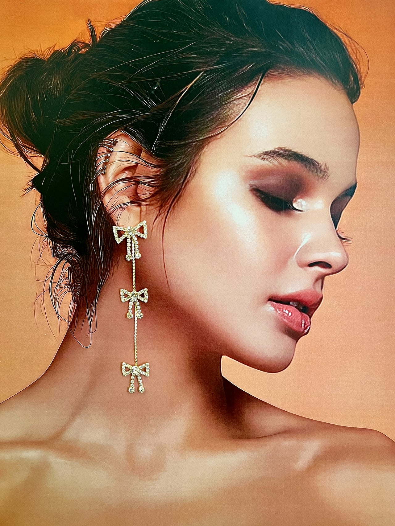 Golden Flutter · Bow Cascade Earrings