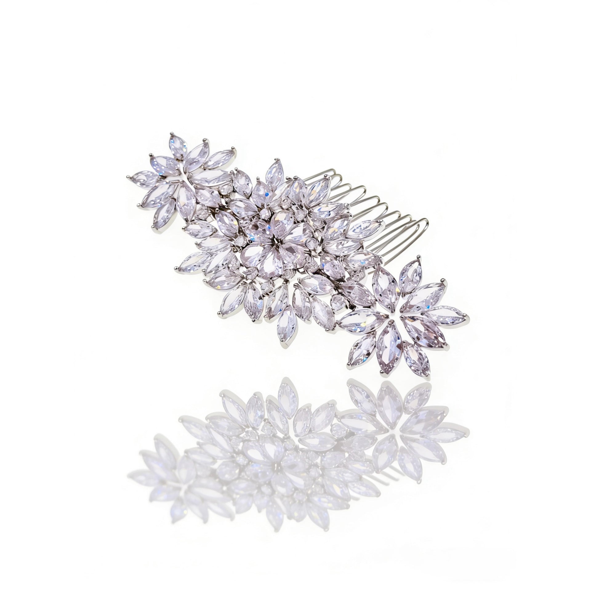 Lumina Ethereal Floral Cascade Bridal Hair Comb - MOGHANT