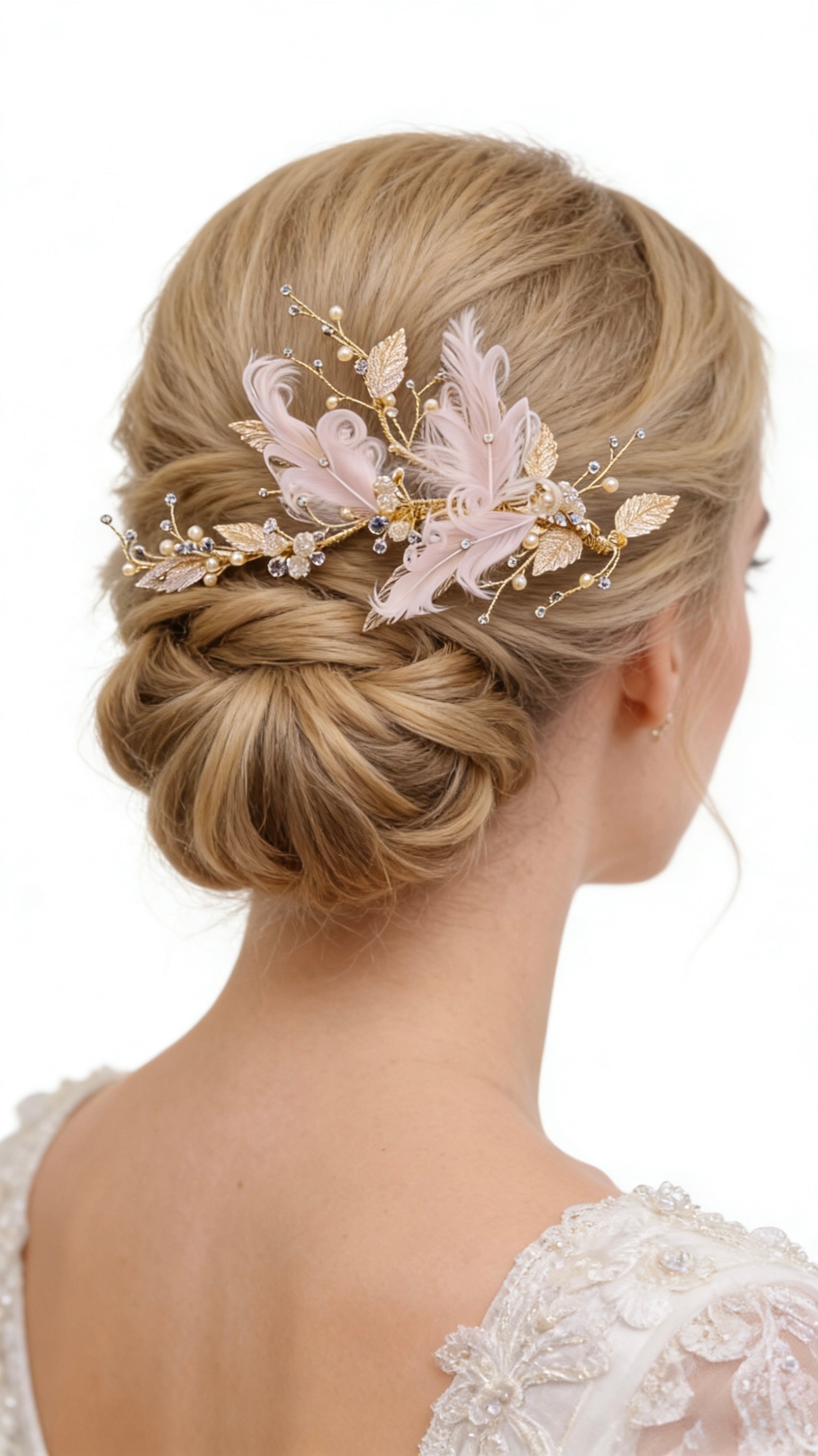 Elysian Handwoven Royal Feather Foliage Bridal Hair Clip - MOGHANT