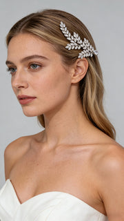 Aurora Silver Leaf Bridal Hair Comb - MOGHANT