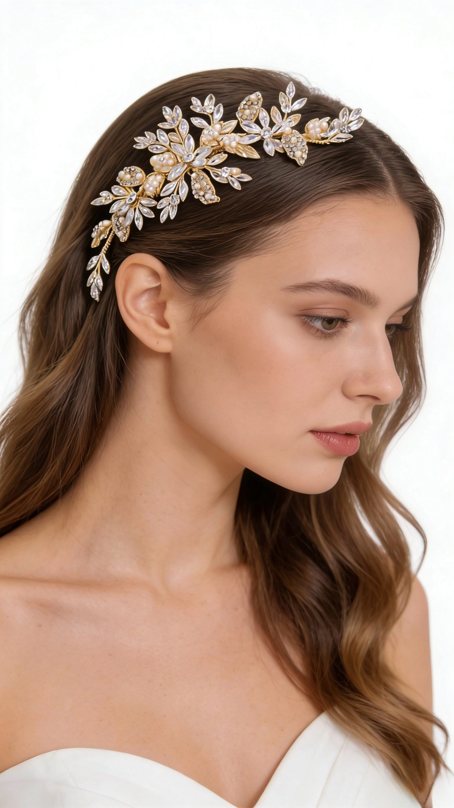 Elysian Handwoven Timeless Pearl & Crystal Majesty Bridal Hair Comb - MOGHANT