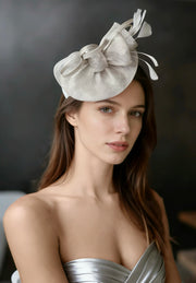 Abacá Bow & Plume Fascinator F3008 - MOGHANT