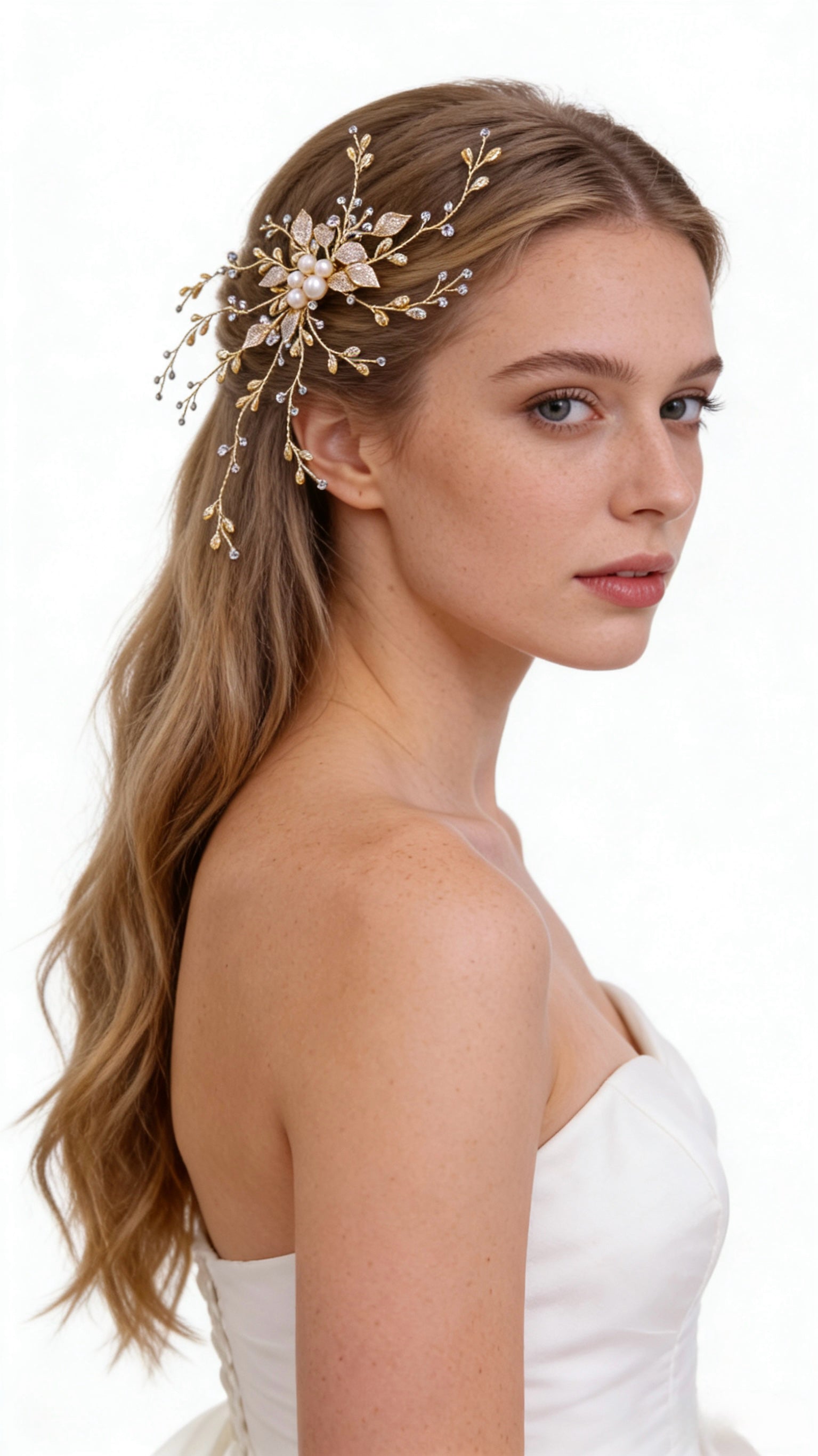 Elysian Handwoven Radiant Pearl Aura Bridal Hair Clip - MOGHANT