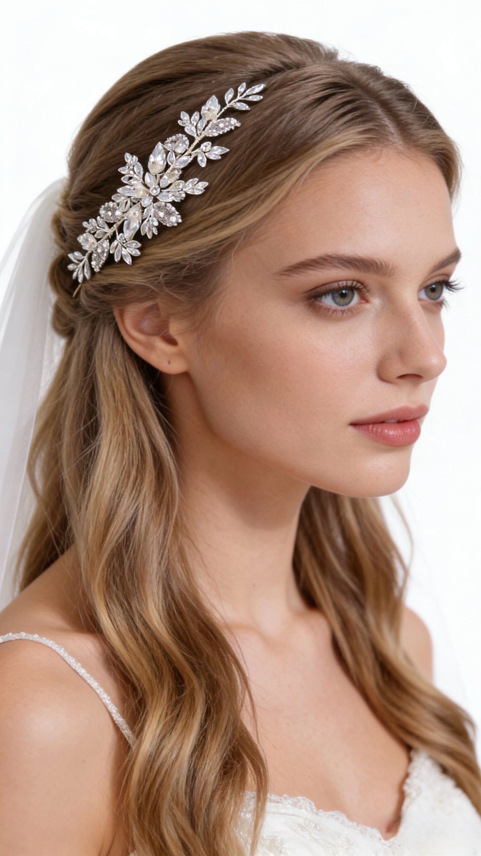 Elysian Handwoven Timeless Pearl & Crystal Majesty Bridal Hair Comb - MOGHANT