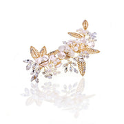 Elysian Handwoven Vintage Metal Crystal Bloom Bridal Hair Clip - MOGHANT